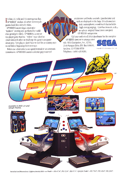 GP Rider (US, FD1094 317-0162) (Twin setup) [Single version only] Arcade Game Cover